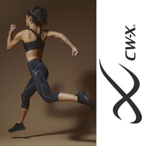 CW-X Leggings Stabilyx 3/4 Compression Running Tight Womens S Black Purple $95
